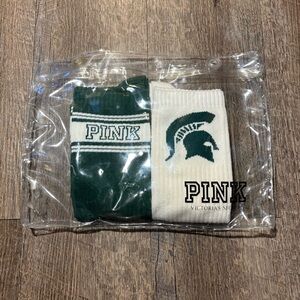 NWOT Victoria's Secret PINK MSU Knee High Socks